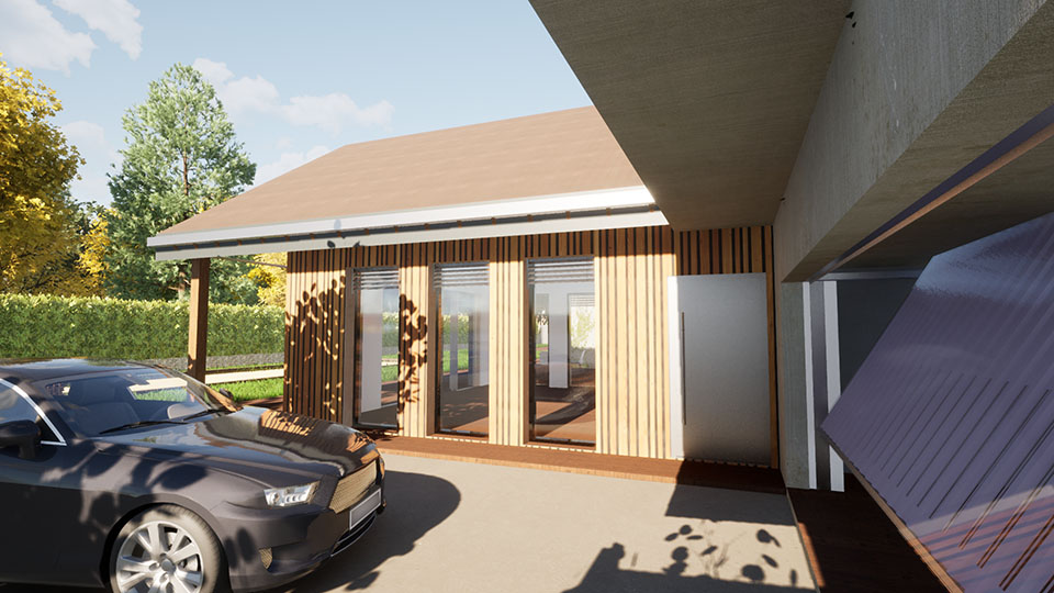 Illustration 3D maison contemporaine Pascal Corsi Architecte Réalisation 3D d'une maison contemporaine en élaboration