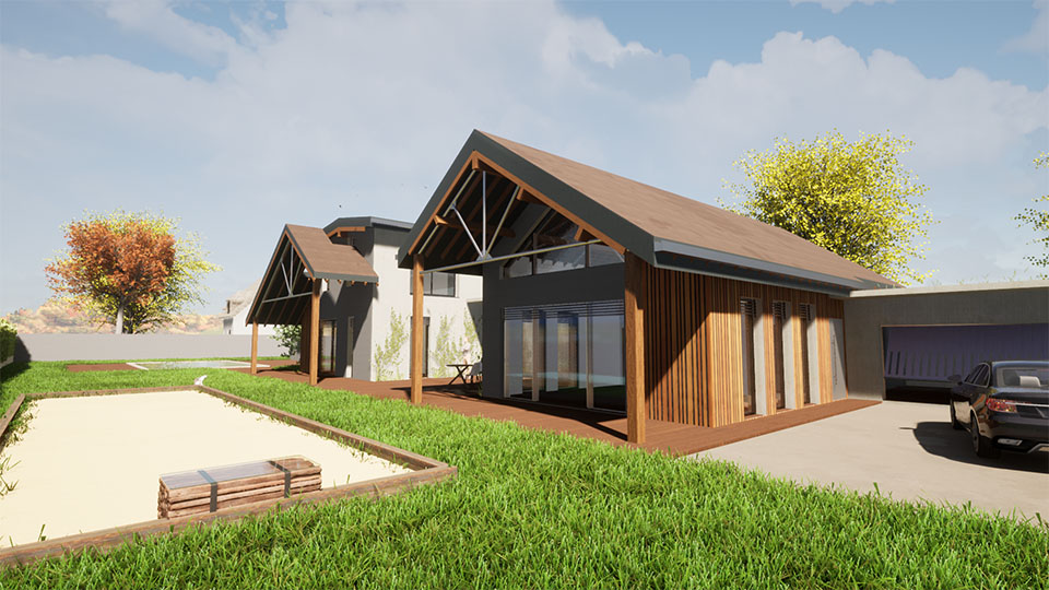 Illustration 3D maison contemporaine Pascal Corsi Architecte Réalisation 3D d'une maison contemporaine en élaboration