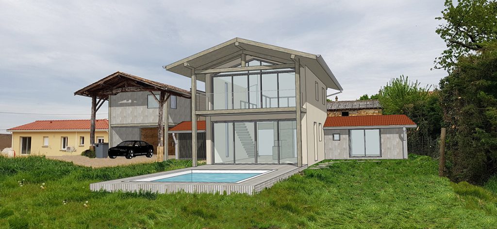 Illustration 3D maison contemporaine Pascal Corsi Architecte Réalisation 3D d'une maison contemporaine en élaboration