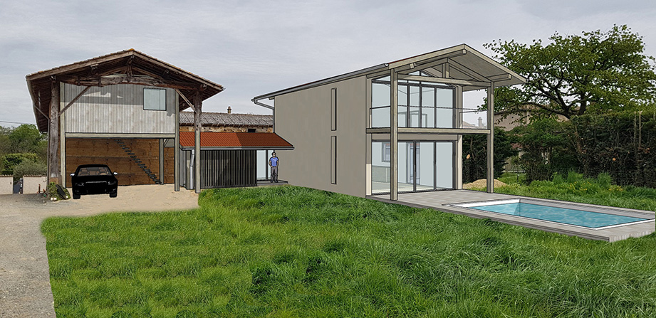 Illustration 3D maison contemporaine Pascal Corsi Architecte Réalisation 3D d'une maison contemporaine en élaboration