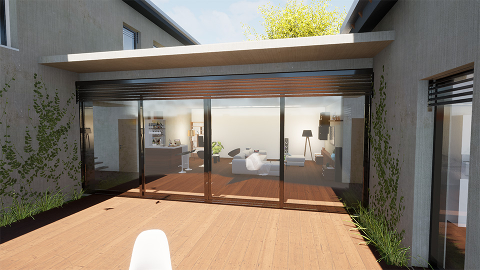Illustration 3D maison contemporaine Pascal Corsi Architecte Réalisation 3D d'une maison contemporaine en élaboration